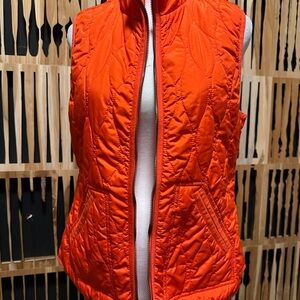 Old Navy Women's Quilted Orange Vest - Sleeveless Zip Front